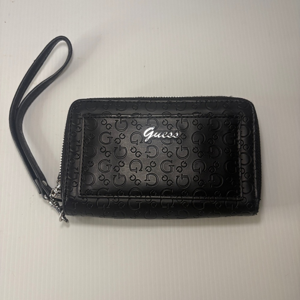 Guess Logo Signature Double Zip Women's Wallet Black Wristlet/Clutch